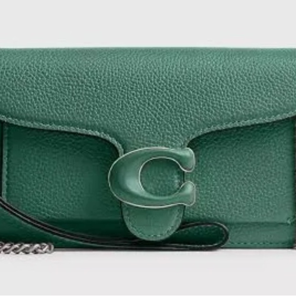 Coach Tabby Green Leather Bag Silver Chain